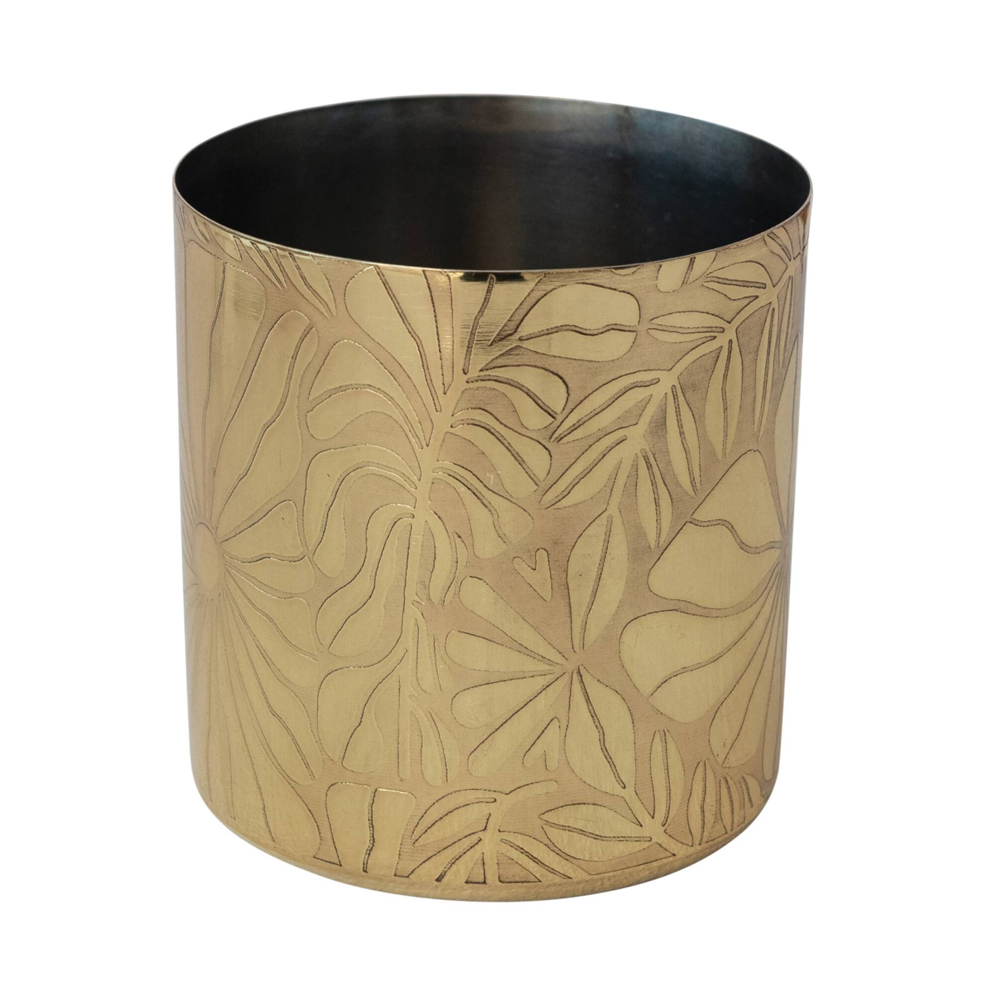 Hello Honey 16-Ounce Stainless Steel Container/Cup with Etched Flowers, Antique Finish